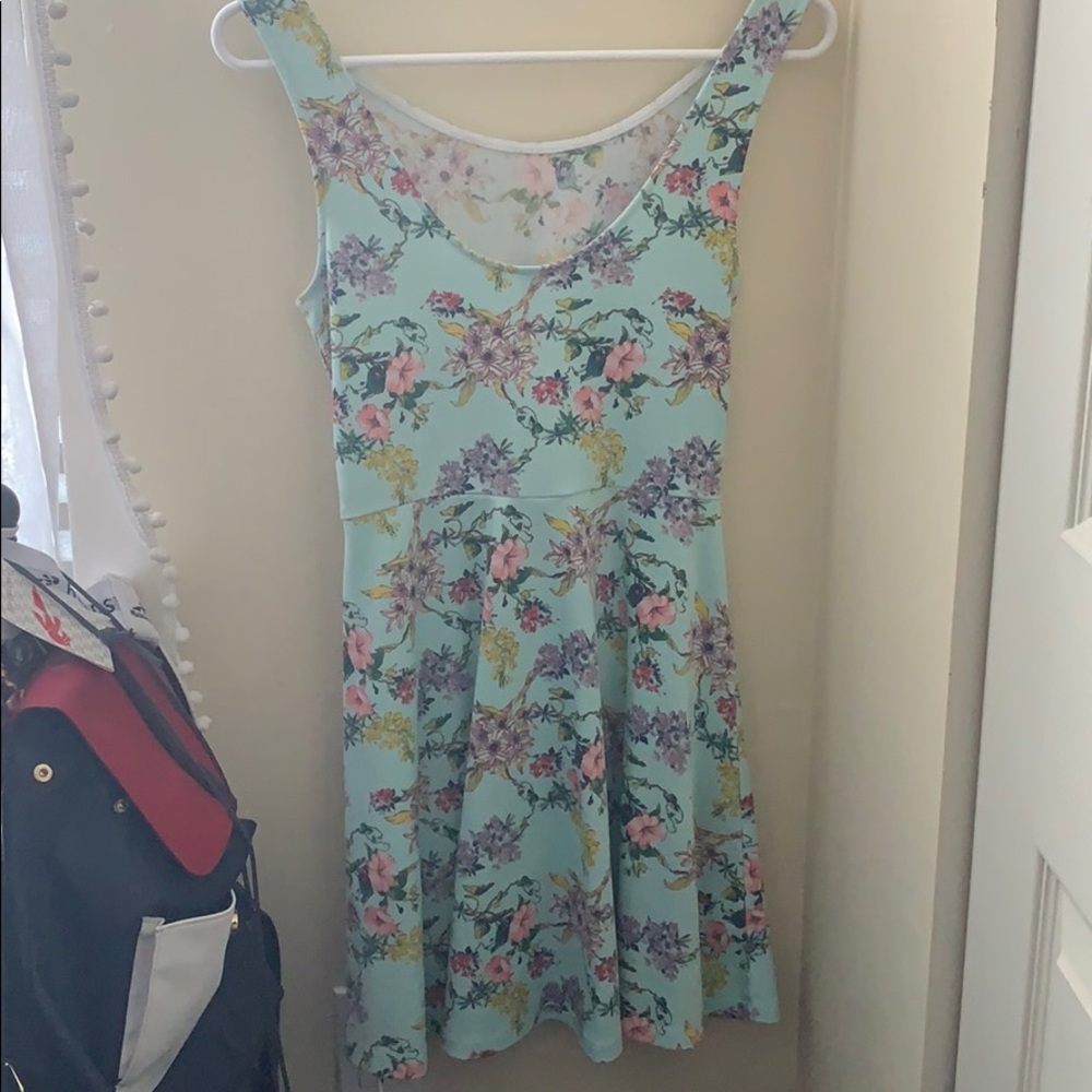 Light blue floral mini dress